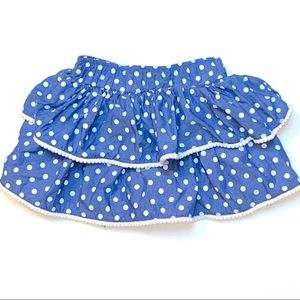 4/$20 Blue/White Polka Dot Double Ruffle Skirt 3T